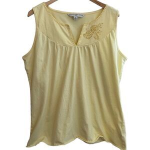 Tommy Hilfiger 3X Butter Yellow Sleeveless Top w/embroidered detail NWT🏷